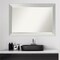 Beveled Wood Bathroom Wall Mirror, Brushed Sterling Silver Frame